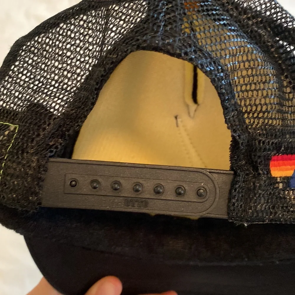 Aviator Nation Black Trucker Hat with Yellow Lightning Bolt